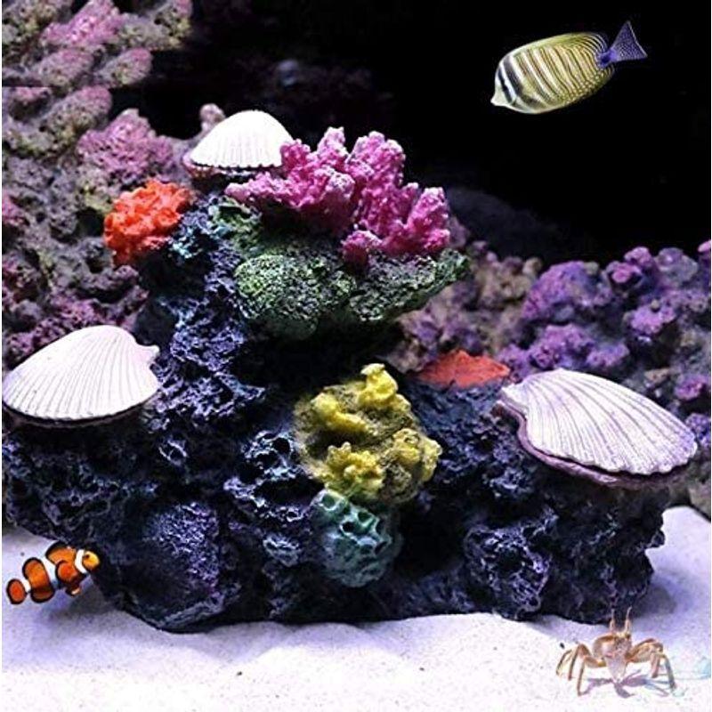 Heizi アクアリウム サンゴ 貝 エアー 開閉 動く オーナメント 水槽 オブジェ 隠れ家 メダカ 金魚 ヌマエビ 熱帯魚 サンゴ 貝 砂 ソイル I Drain Be