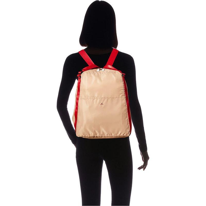 キタムラ 2wayリュック ポケッタブルタイプ R-0694 レディース ベージュレッド 50701 2wayリュック ポケッタブルタイプ レディース ベージュレッド