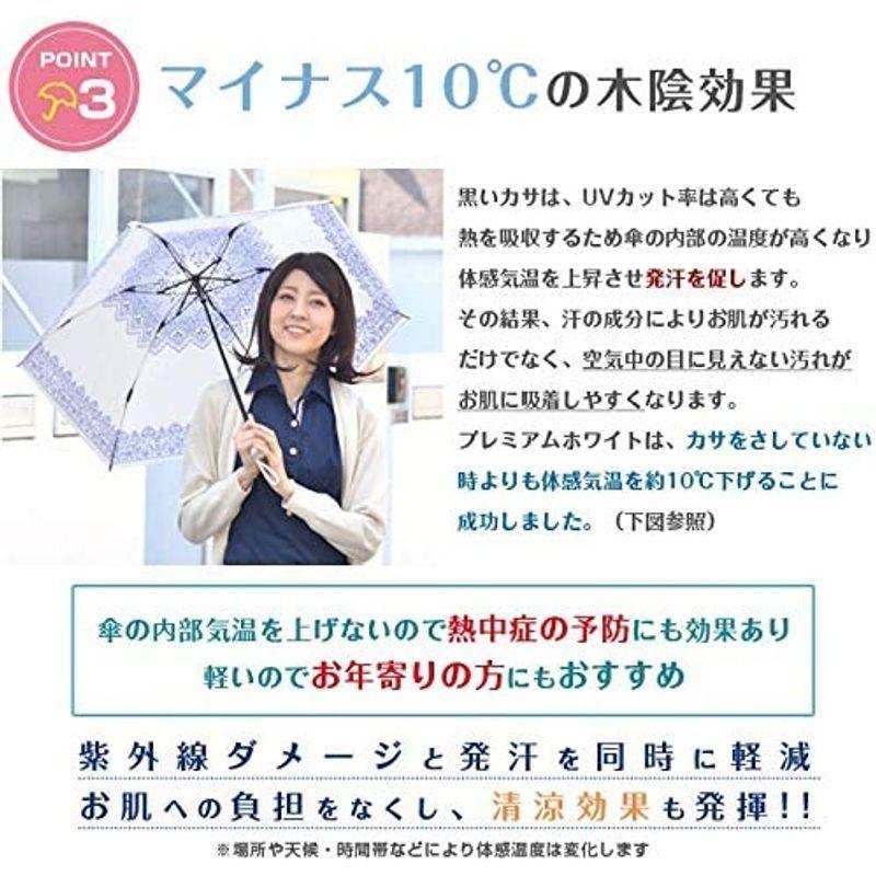 UVION (ユビオン) プレミアム ホワイト 日傘 UVカット マイナス10度 折りたたみ 傘 晴雨兼用 超軽量 レース ブルー 折りたたみ 晴雨兼用 UVION ユビオン プレミアム ホワイト 日傘 UVカット マイナス10度 傘 超軽量 レース ブルー 　 サイズ 親骨