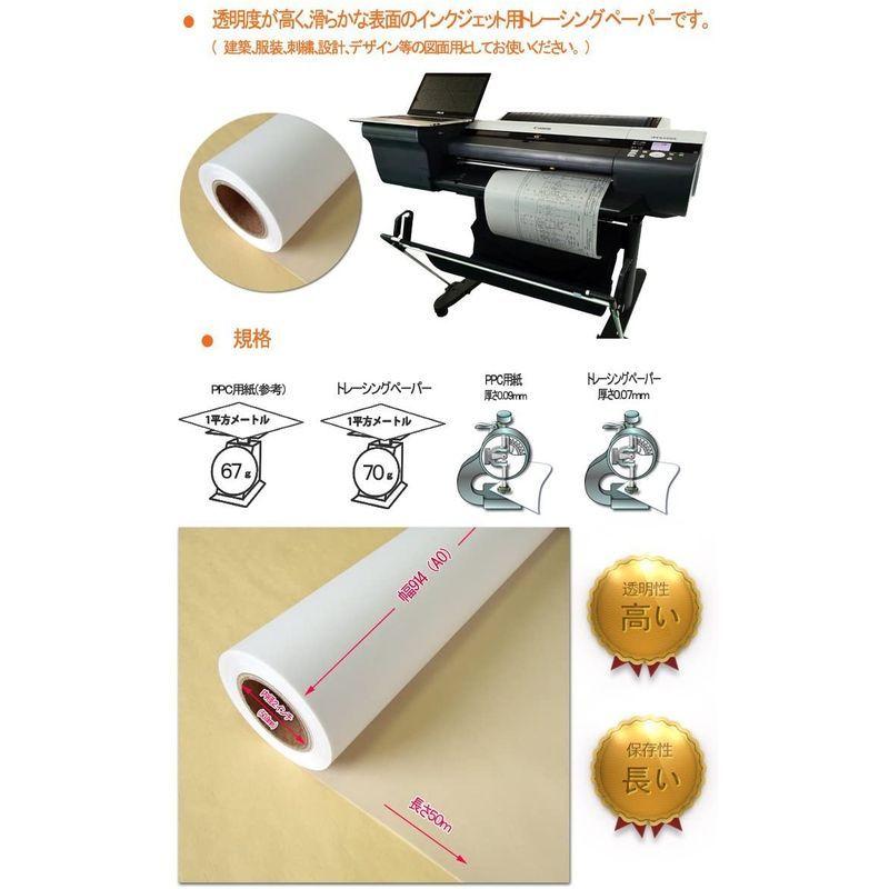 匿名！送料無料！ BBEST トレーシングペーパー 914mm(A0ノビ)×50m 4本入 製図用紙 厚0.07ｍ インクジェット・レーザープリンター両用 【N2618319498】(14043円)