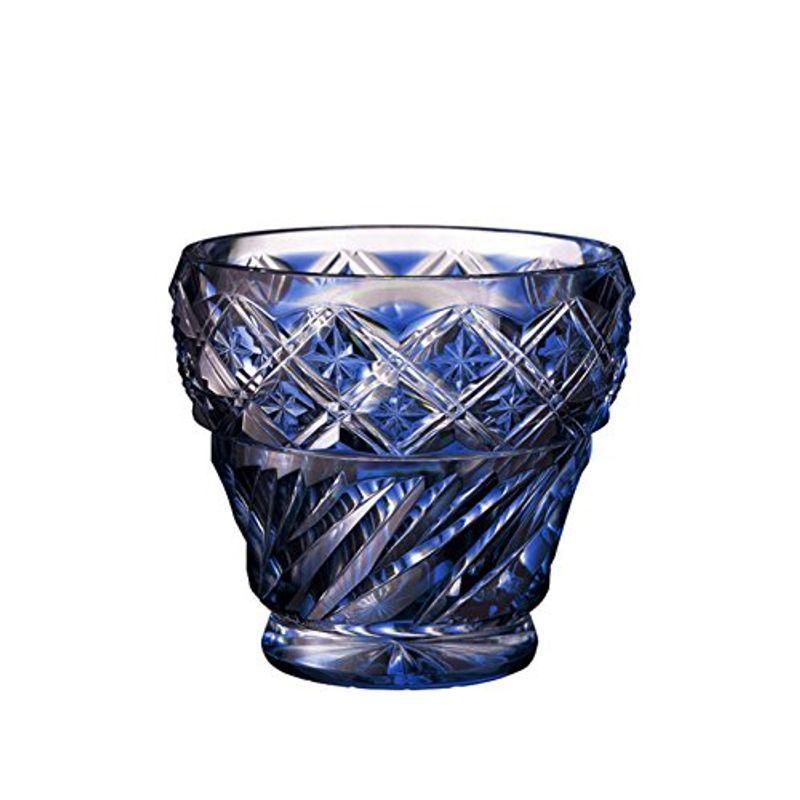 山下工芸 薩摩切子 フリーカップ 瑠璃 φ8×7.3cm 13041250