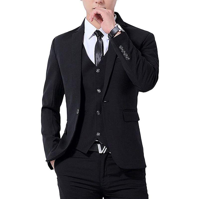 YFFUSHIスーツ メンズ スリーピーススーツ 1つボタン S-4XL ストライプ