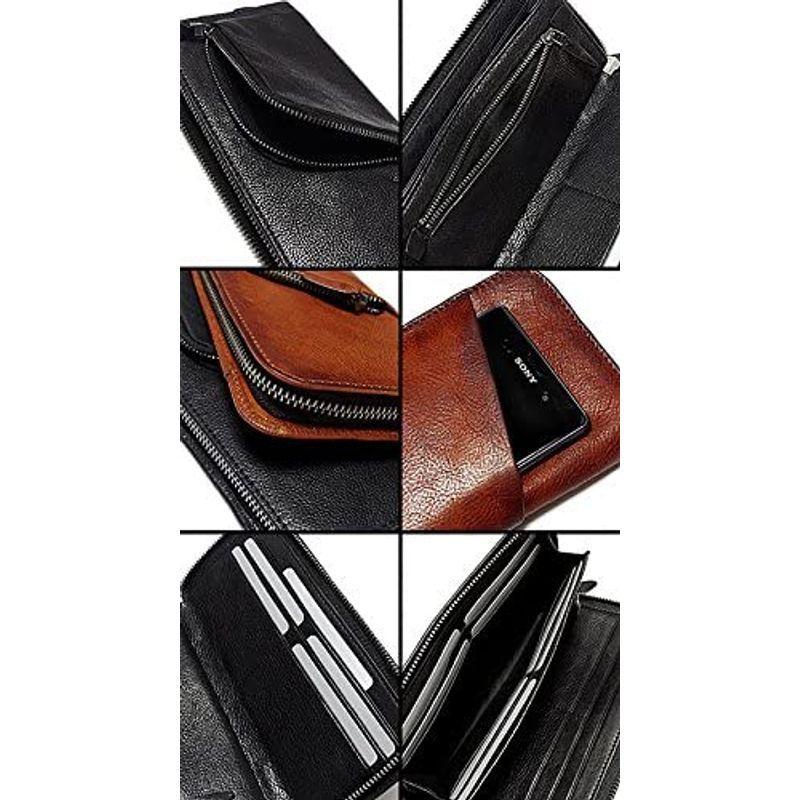 EVERSOUL エヴァーソウル 長財布 レザー 本革 メンズ 財布 ロングウォレット おしゃれ サイフ (ブラウン) レザー エヴァーソウル 長財布 本革 メンズ 財布 ロングウォレット おしゃれ サイフ ブラウン
