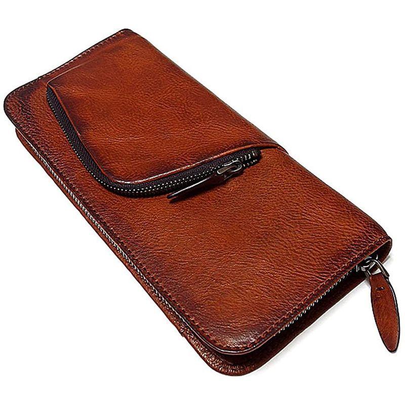 EVERSOUL エヴァーソウル 長財布 レザー 本革 メンズ 財布 ロングウォレット おしゃれ サイフ (ブラウン) レザー エヴァーソウル 長財布 本革 メンズ 財布 ロングウォレット おしゃれ サイフ ブラウン
