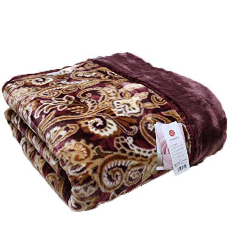 ダブル 西川 日本製 アクリル２枚合わせ毛布 （２６３２ジャーデン）ローズカーボ ローズオイル