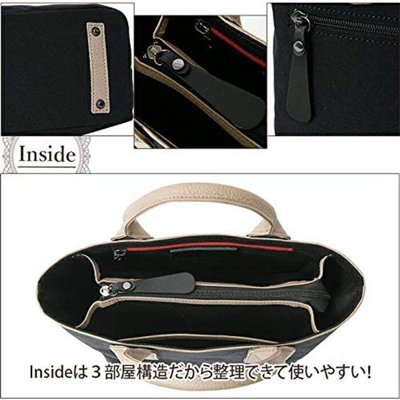 限定品 ラヘラ L-255 本革×ナイロン ハンドバッグ イタリアンレザー レディース グレージュ 【Q3253423441】(17450円)