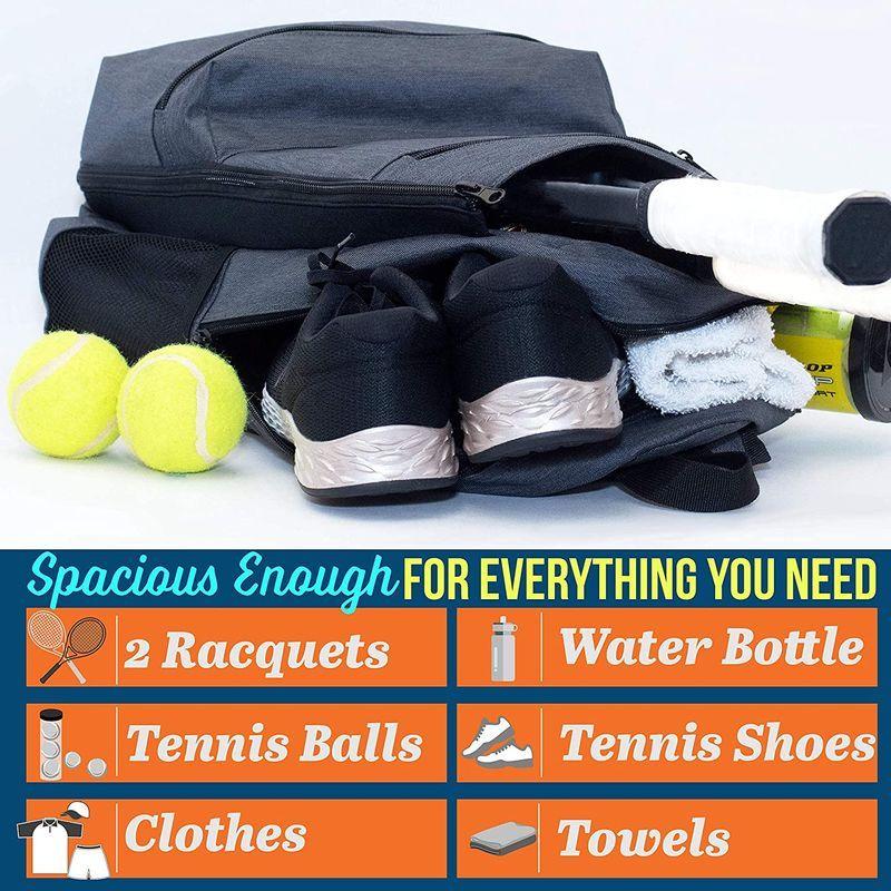 Athletico コンパクトシティテニスバックパック - テニスバッグ メンズ レディース テニスラケット2本とシューズを収納(グレー) コンパクトシティテニスバックパック テニスバッグ メンズ レディース テニスラケット2本とシューズを収納 グレー