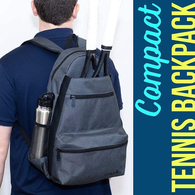 Athletico コンパクトシティテニスバックパック - テニスバッグ メンズ レディース テニスラケット2本とシューズを収納(グレー) コンパクトシティテニスバックパック テニスバッグ メンズ レディース テニスラケット2本とシューズを収納 グレー