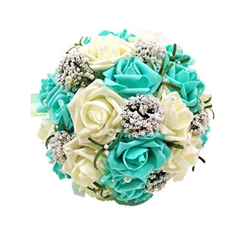 ウェディング ブーケ 結婚式 ブライダル フラワー パール付き 選べる カラー ６種類 05 グリーン ホワイト Qnajpkovet Laoofficialgazette Gov La