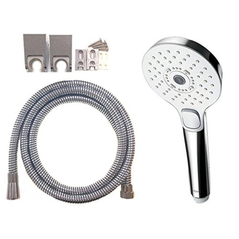 TOTO シャワーセット (コンフォートウェーブ3モードシャワー・角度調節式シャワーハンガーx2個・メタル調樹脂ホース1800mm) TBW