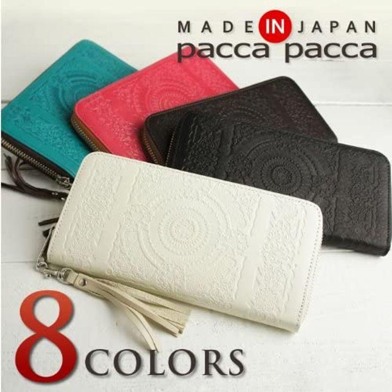 パッカパッカ pacca pacca 日本製 本革 長財布 ラウンドファスナー アラベスク 馬革 牛革 (ホワイトベージュ) ウェア&シュー pacca 馬革 牛革 日本製 本革 長財布 ラウンドファスナー アラベスク ホワイトベージュ ウェア&シュー レザー