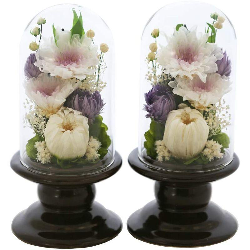 アートフォーシーズン 仏花 ●（茶系）ミニ輪菊glass 対デザイン２個SETホワイト プリザーブドフラワー 仏花 アートフォーシーズン 茶系 ミニ輪菊glass 対デザイン２個SETホワイト プリザーブドフラワー ミニ 初七日