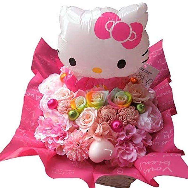 【希少品】 キティ好き キティちゃん 花束風ギフト キティバルーン 風船入り レインボーローズ プリザーブドフラワー入りプレゼント ケース付き 【Q1917667676】(10287円)