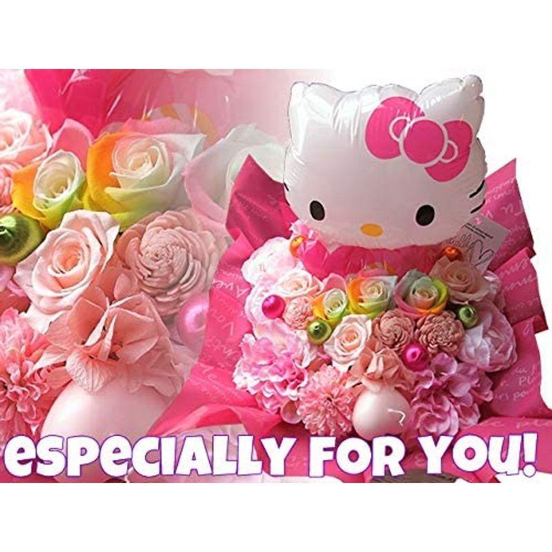 【希少品】 キティ好き キティちゃん 花束風ギフト キティバルーン 風船入り レインボーローズ プリザーブドフラワー入りプレゼント ケース付き 【Q1917667676】(10287円)