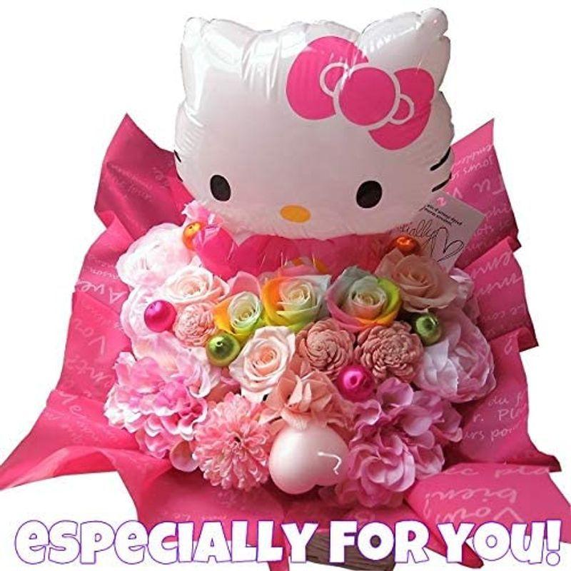 【希少品】 キティ好き キティちゃん 花束風ギフト キティバルーン 風船入り レインボーローズ プリザーブドフラワー入りプレゼント ケース付き 【Q1917667676】(10287円)