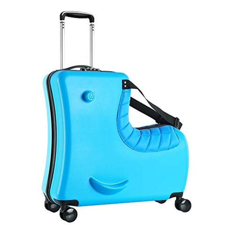Homraku 子供用スーツケース乗れる キッズキャリーケース トランク ダイヤルロック式 ダブルキャスターで静音 安心素材 子供の遊び心に