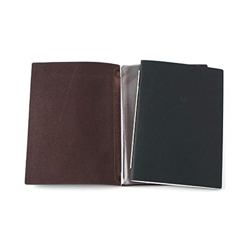 X47 STEEL 本革 A5 カスタニア ダークブラウン 1本バー ドイツ製 ノートブック 方眼ノートセット