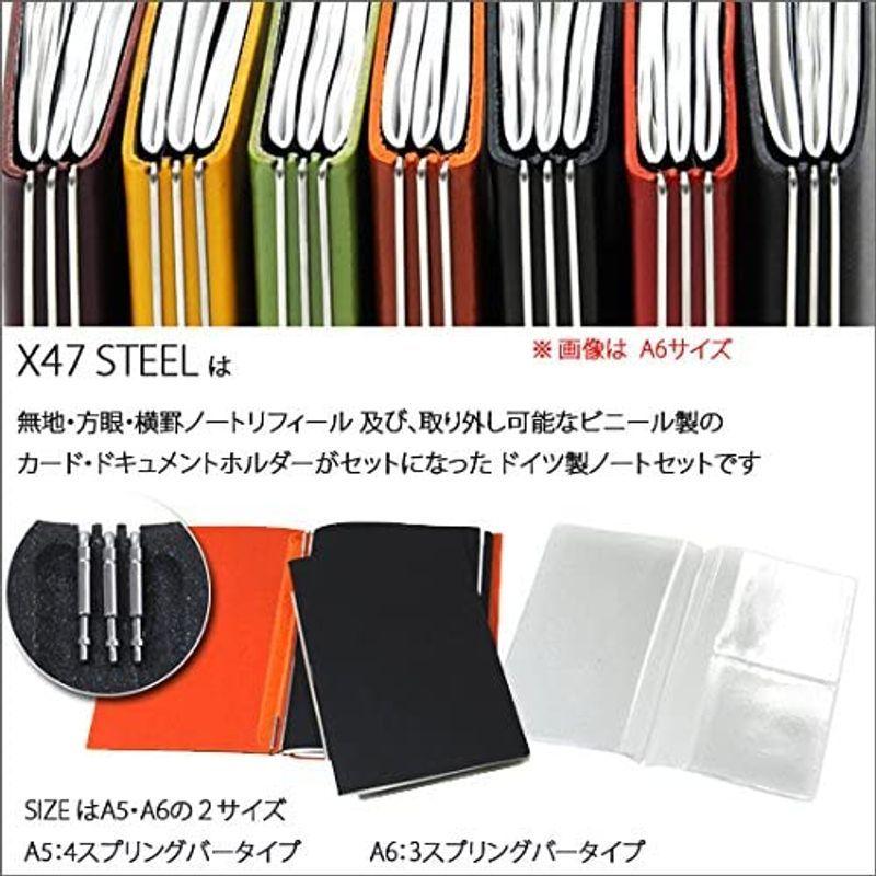 X47 STEEL ロードスキン A5 3本バー ドイツ製 ノートブック 横罫・無地・方眼 ノートセット STEEL ロードスキン A5 3本バー ドイツ製 ノートブック 横罫 無地 方眼 ノートセット 　