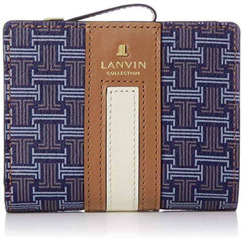ランバンコレクション 二つ折り財布 フェリアパース ネイビー/キャメル