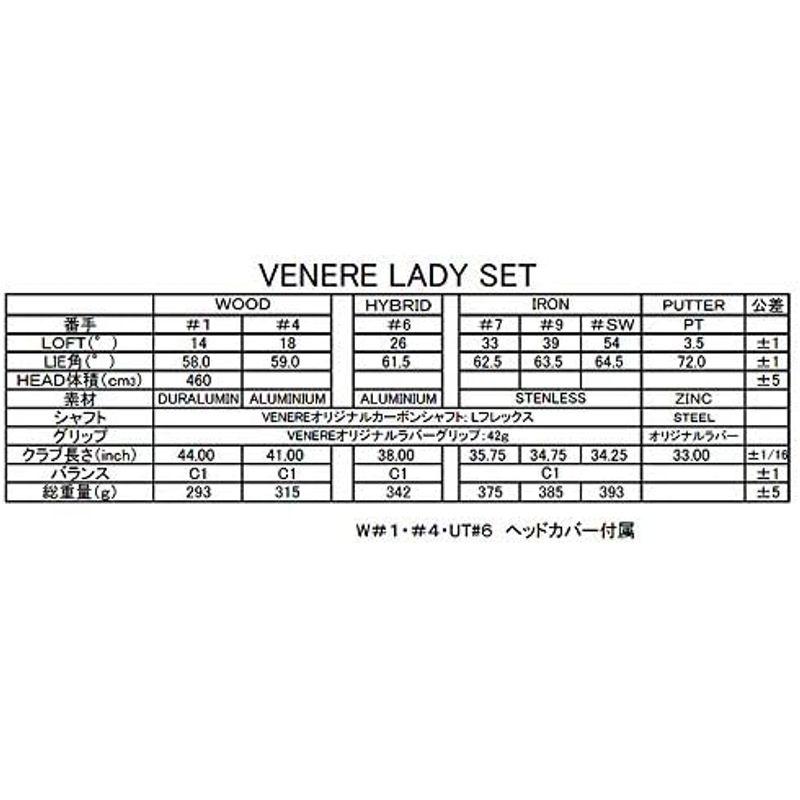 ヴェネレ×シェルブル レディース クラブセット 7本（1W，4W，UT，#7，#9，SW，PT） (ヘッドカバーホワイト) 1W，4W，UT，#7，#9，SW，PT レディース クラブセット 7本 ヘッドカバーホワイト 　