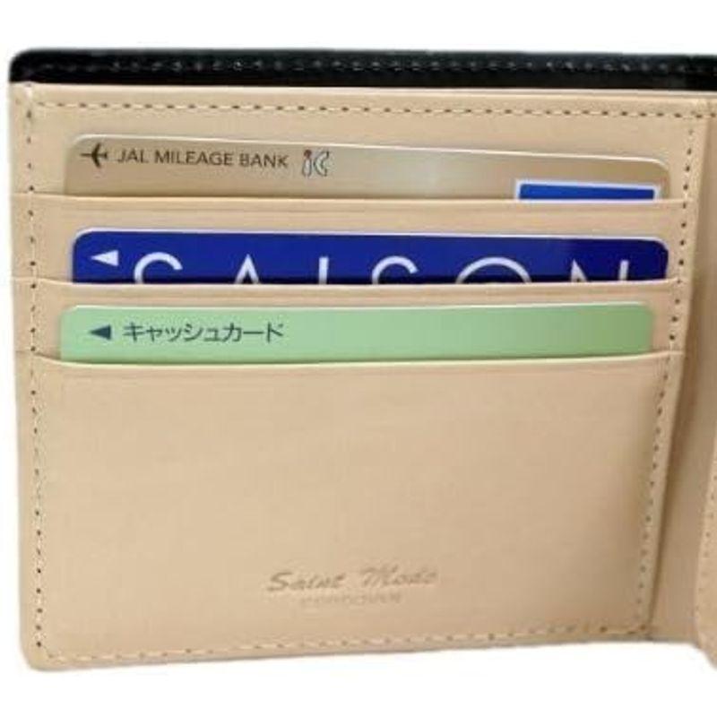 Saint Mode（セイントモード）国産コードバン(馬尻革)×本ヌメ革財布(BOX型小銭入付二つ折財布） (ブルー) 馬尻革 Mode セイントモード 国産コードバン ×本ヌメ革財布 BOX型小銭入付二つ折財布 ブルー