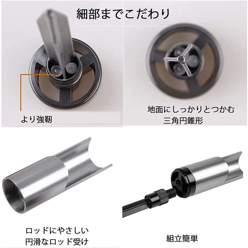 釣りロッドホルダー サーフ 竿置き スタンド 挿地式ピトン竿受 軽量アルミ製 折畳可 2本シルバーセット｜lifeshop369｜06