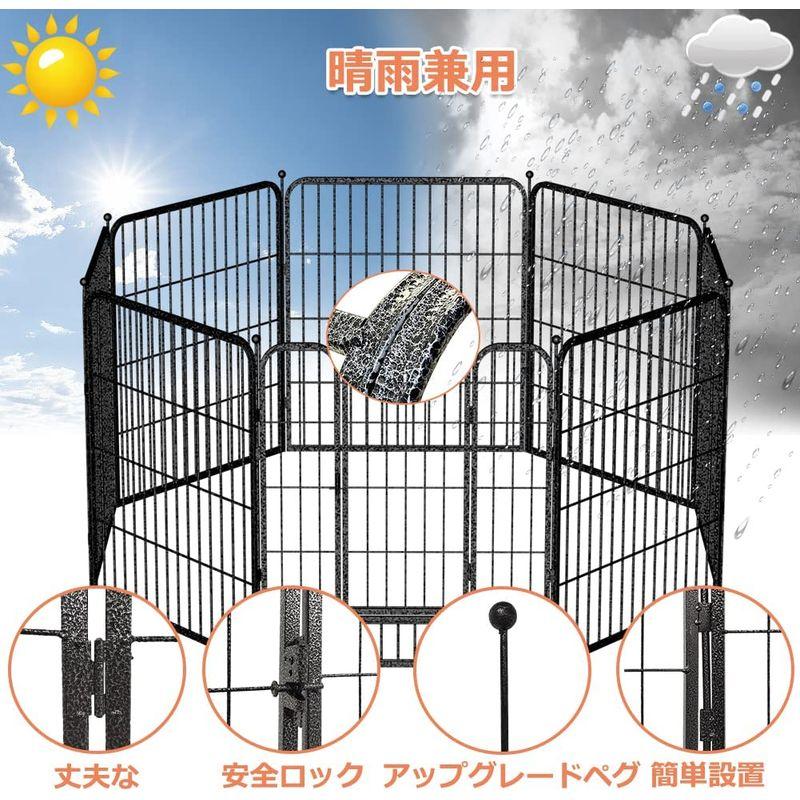 TSAYAWA ペットサークル 中型犬用 小型犬用 ペットフェンス 折りたたみ スチール製 複数連結可能 パネル8枚 高さ80cm 室内外兼 ペットサークル 中型犬用 小型犬用 ペットフェンス 折りたたみ スチール製 複数連結可能 パネル8枚 高さ80cm 室内外兼 　