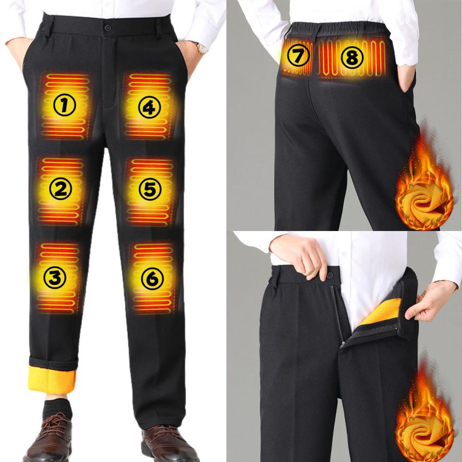 電熱ズボン スラックス 暖パン 発熱パンツ ヒーター 裏ボア スーツ