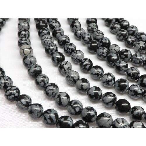 ★厳選一連★お買い得♢黒曜石【スノーフレークオブシディアン6mmラウンド連】❤️ スノーフレークオブシディアン ラウンド6mm 1連売り : 天然石卸