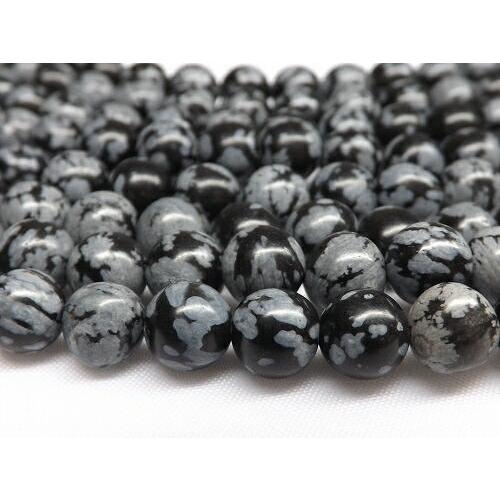 スノーフレークオブシディアン ラウンド6mm 1連売り : 天然石卸