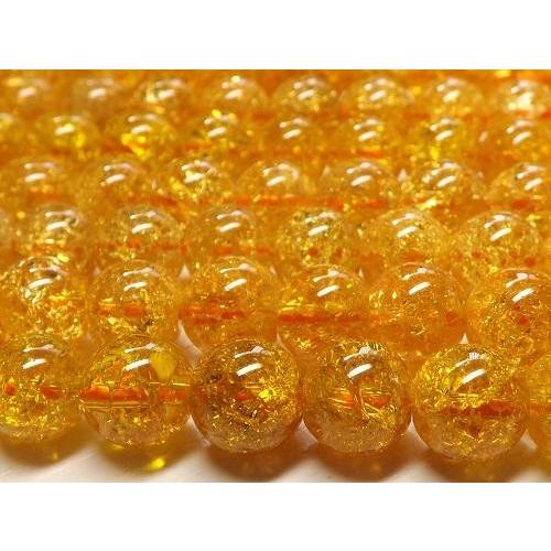 クラックシトリン（爆裂黄水晶） ラウンド8mm 1連売り : 天然石卸問屋