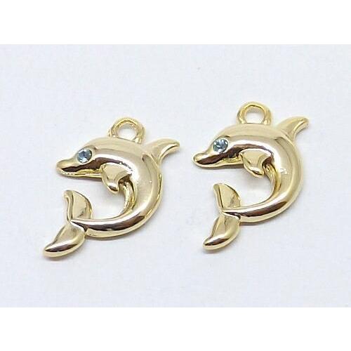 イルカ チャーム ゴールド 2個入り cha-0873 : 天然石卸問屋lifestone