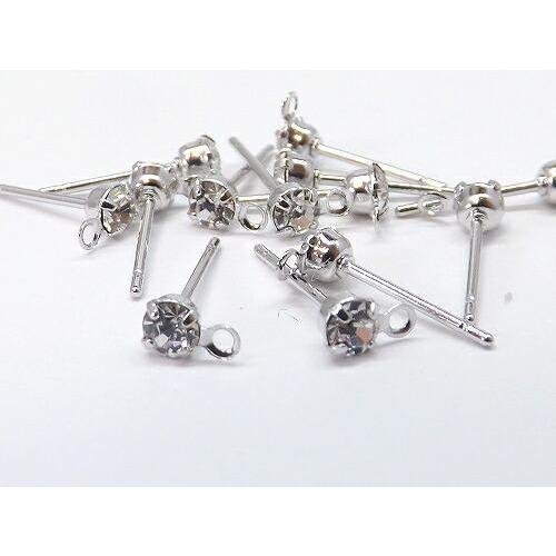ラインストーン付きピアス パーツ 3セット入り p-1169 : 天然石卸問屋