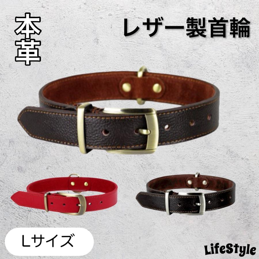 大型犬用　本革　首輪　サイズＬ　海外製 首輪 本革 Lサイズ 犬 大型犬 犬用首輪 幅 3cm おしゃれ シンプル 人気