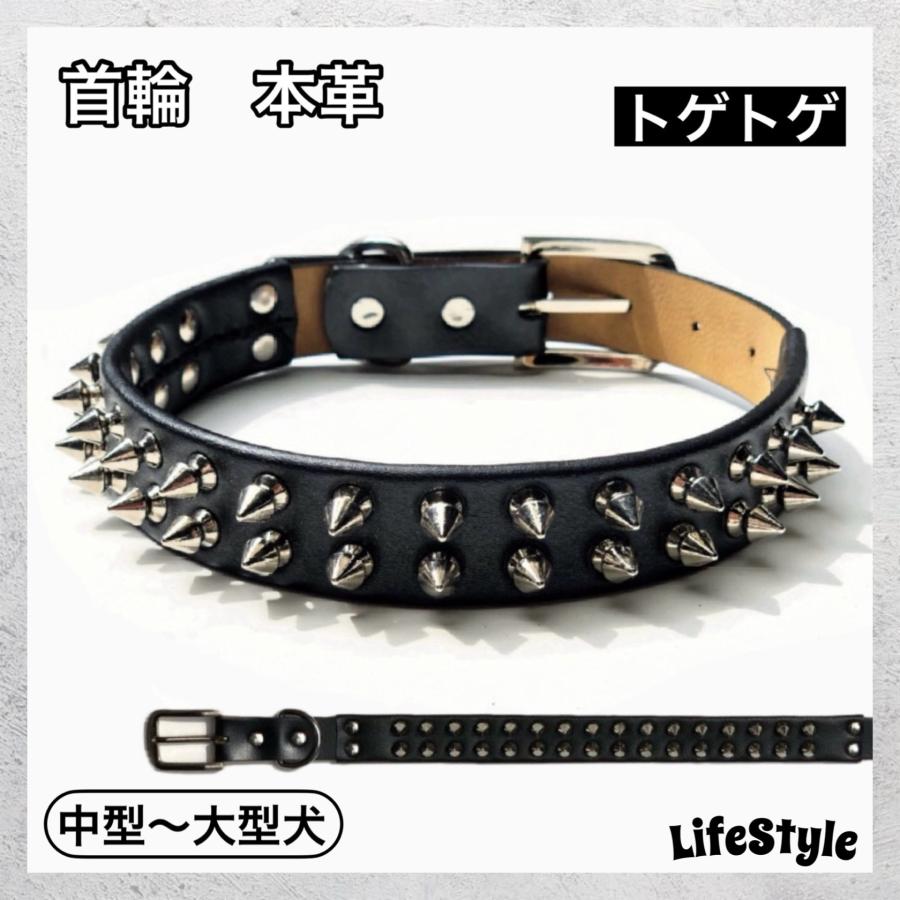 首輪 本革 トゲ スタッズ 犬 中型犬 大型犬 犬用首輪 おしゃれ