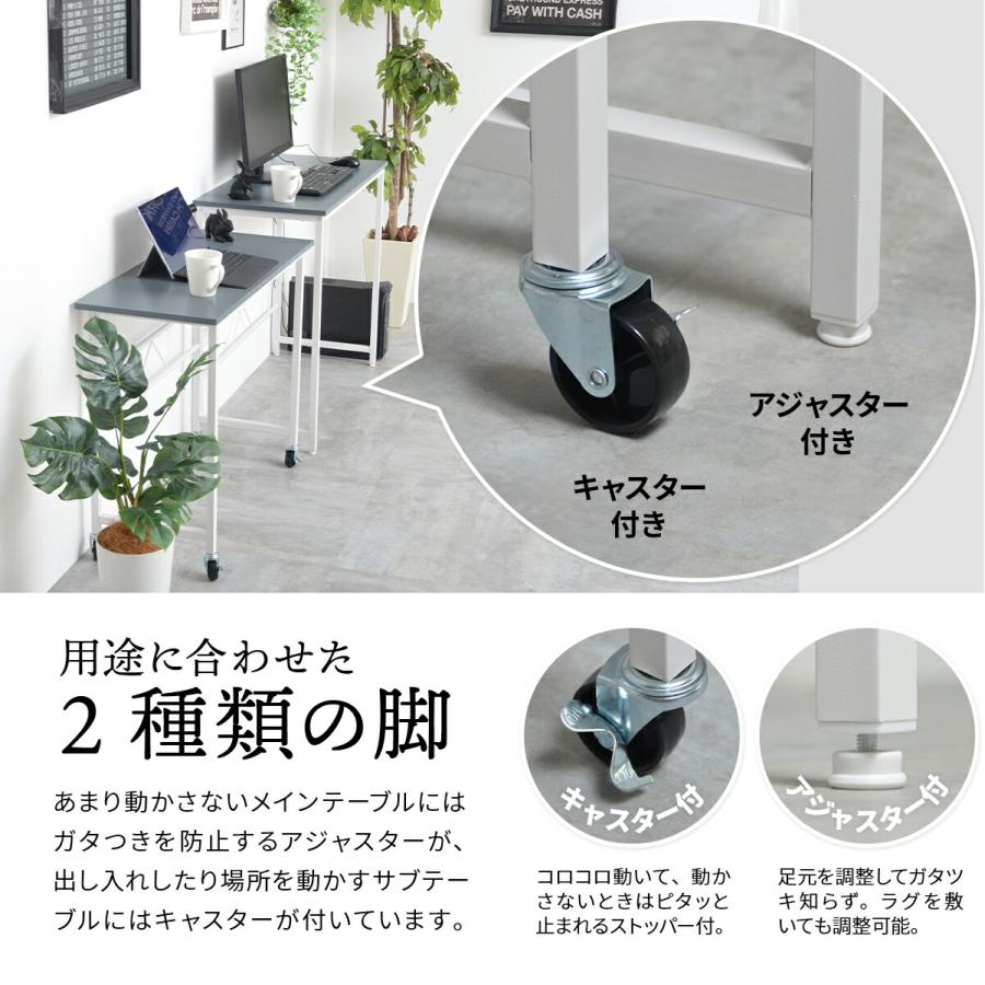 デスク L字 パソコンデスク 90cm キャスター付き ネストデスク L字