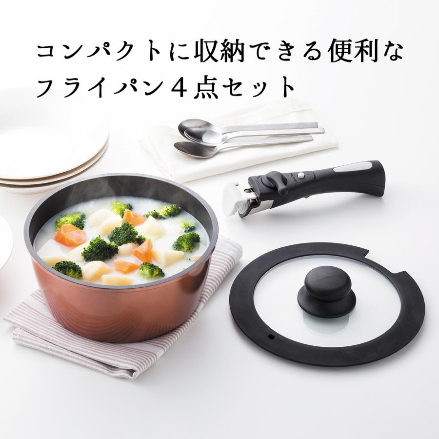 4点セット。フライパン22センチと26センチ、26センチの蓋、ハンドル 4点セット。フライパン22センチと26センチ、26センチの蓋