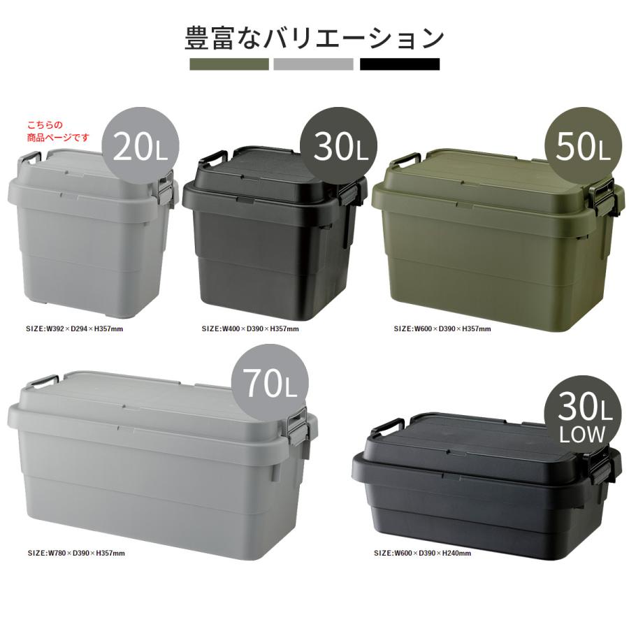 東谷 収納ボックス トランクカーゴS蓋 20L グレー カーキ ブラック