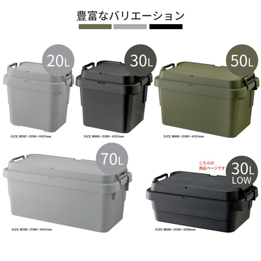 東谷 収納ボックス トランクカーゴS蓋 30L ロータイプ グレー カーキ