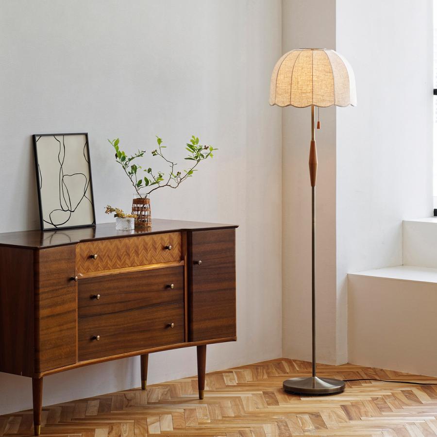 ⭐️m⭐️ 木製フロアスタンド 白とピンクのシェード ⭐️m⭐️ 木製フロアスタンド 白とピンクのシェード ⭐️m