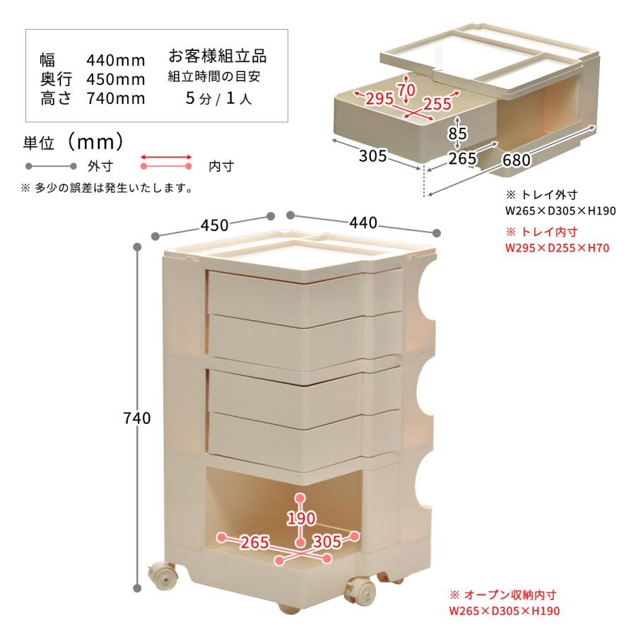 多機能ワゴン 収納ワゴン 4ドロワー 3段 キャスター付き 回転引出し 収納 ベッド横 サイドテーブル おしゃれ デスクワゴン キッチンワゴン｜lifestyle-funfun｜21