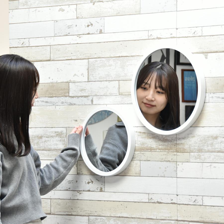 2点セット 鏡 壁掛け 壁掛けミラー 35cm 28cm おしゃれ 丸型 円形 丸い