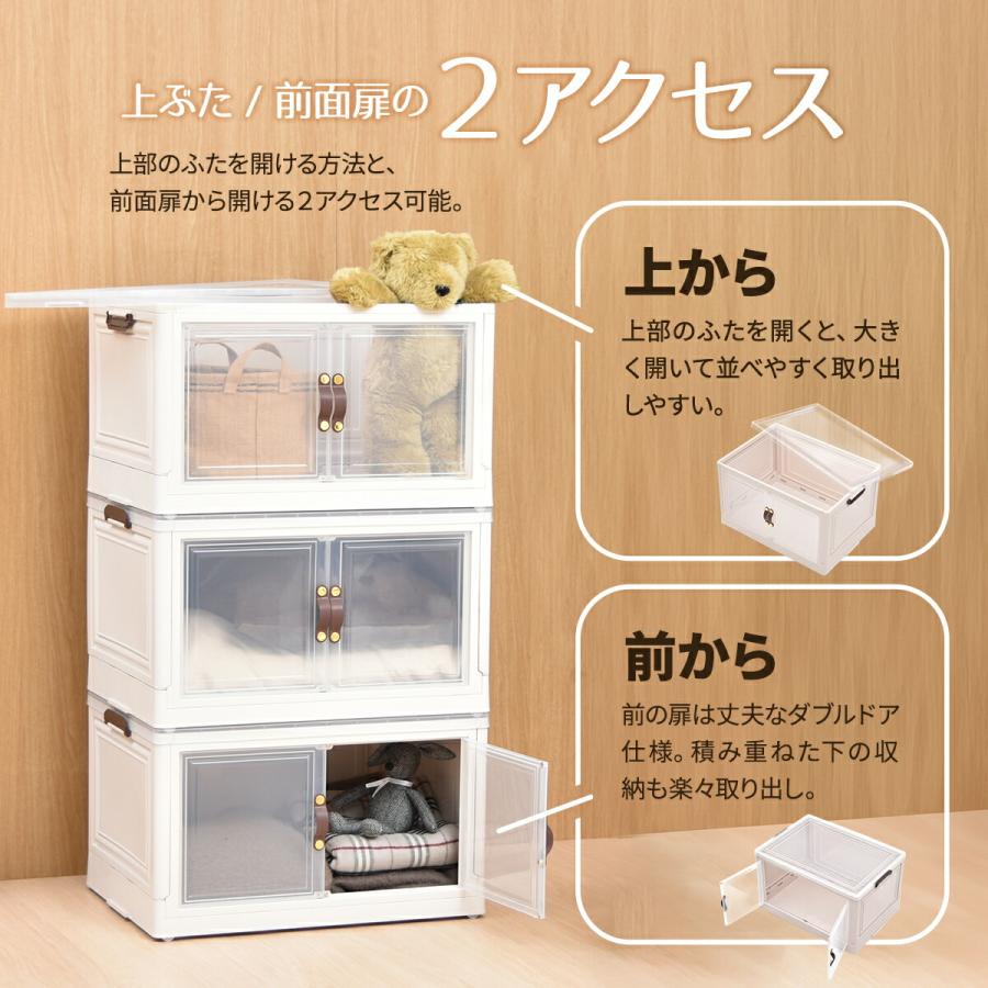 収納ボックス 3個セット 折りたたみ 幅60 キャスター付き 両開き 透明