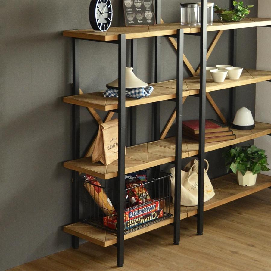 アンティーク木製4段シェルフ アンティーク天然木製シェルフ4段 PRU-6040135 オープンラック