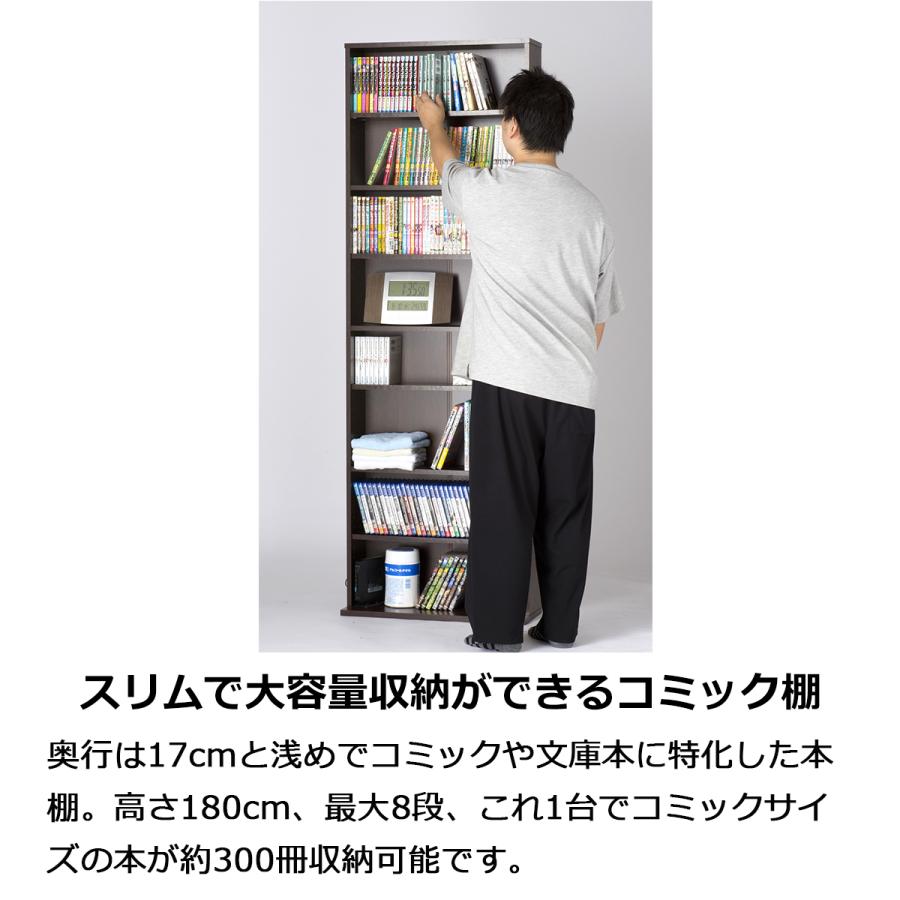 本棚 コミックラック 収納 幅60cm 高さ180cm ハイタイプ スリム 3639280_6.jpg