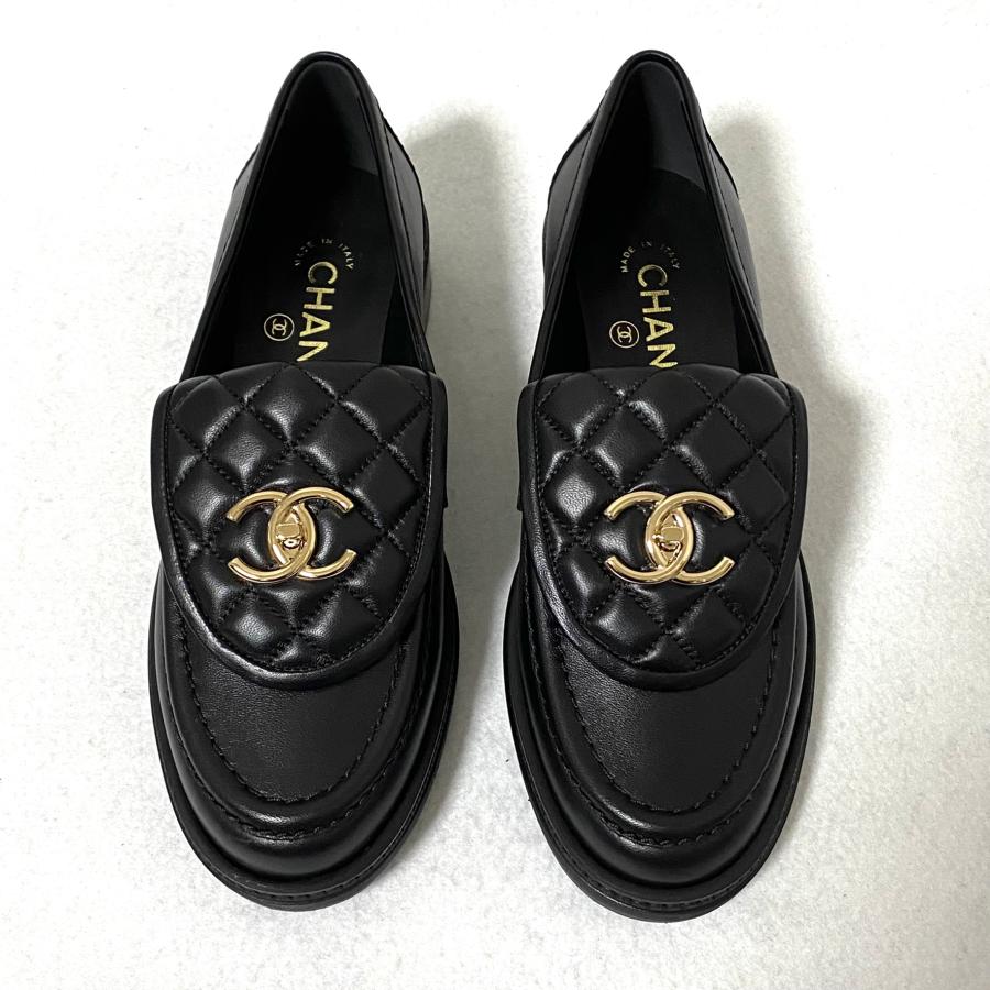 極美品 CHANEL シャネル 靴 ローファー 37C ブラック 黒 マトラッセ ココマーク ターンロック 女性用 レディース 送料無料 :2022060899:lifestyleヤフー店 通販 綺麗 人気 Chanel シャネル スリッポン モカシン レディース 美品
