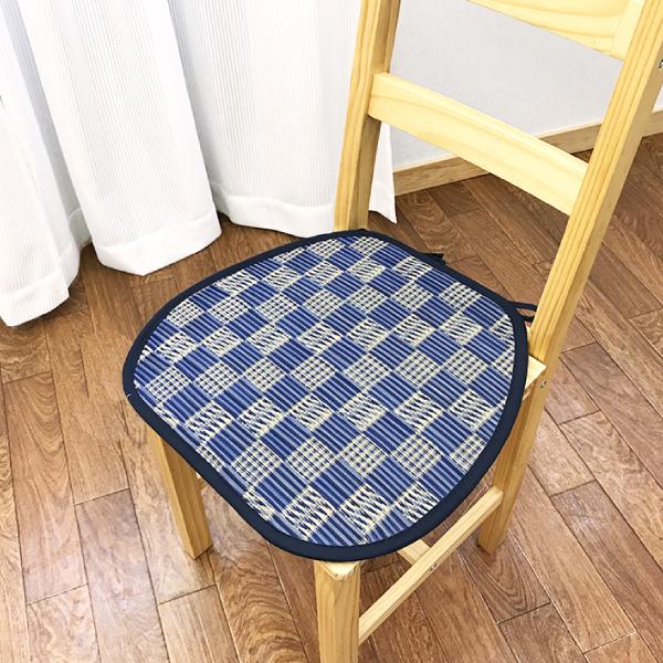 い草 座布団 クッション 馬蹄型 43×40cm 紐付き おしゃれ 市松模様 格子 天然素材 涼感 涼しい ひんやり 防カビ 父の日|lifestyleplus|02