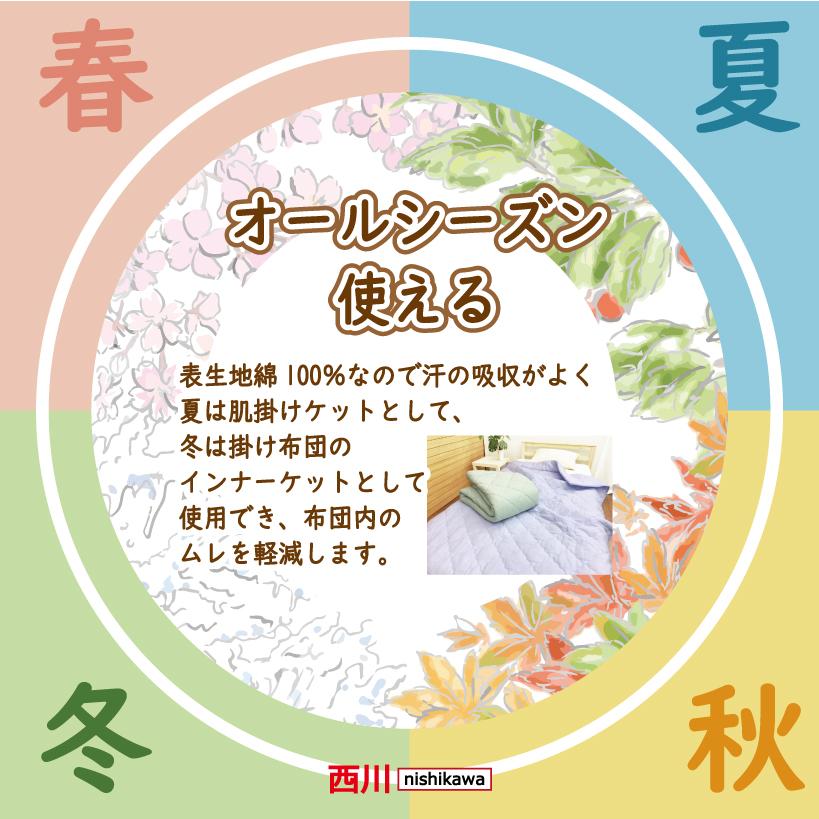 西川（nishikawa） 肌掛け布団 キルトケット シングル 綿100％ 洗える
