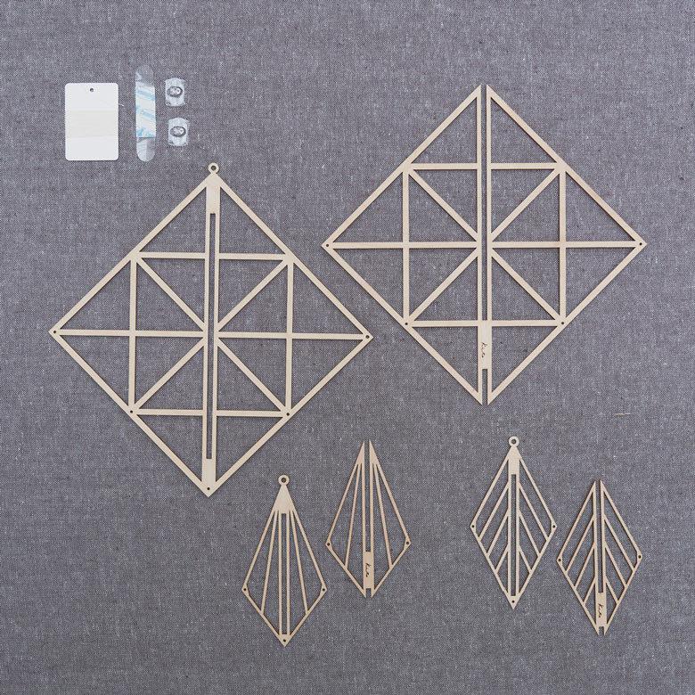 北欧 モビール kito スクエア 3個セット 取付フック付き ヒンメリ 木製