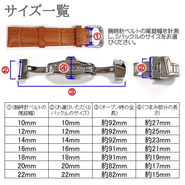腕時計ベルト Dバックル ステンレス バネ棒・交換工具付 プッシュ式